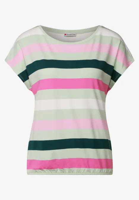 Gestreiftes T-Shirt soft jade green