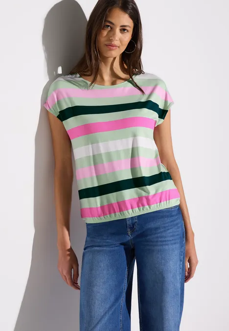 Gestreiftes T-Shirt soft jade green