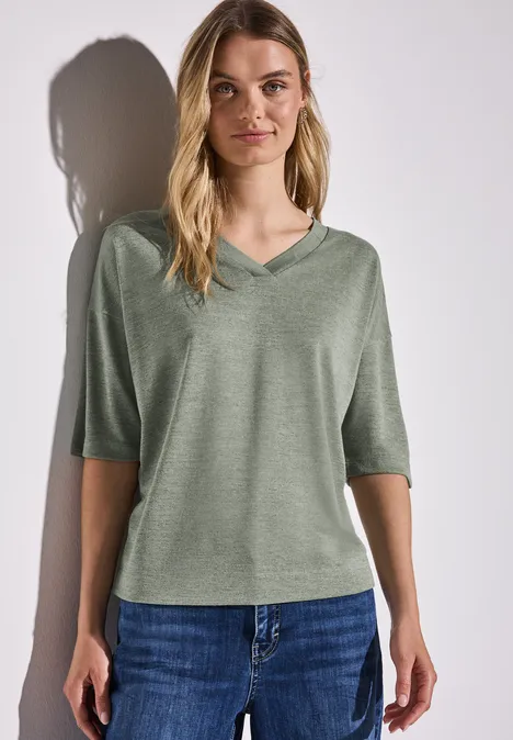 V-Neck T-Shirt pale mud green
