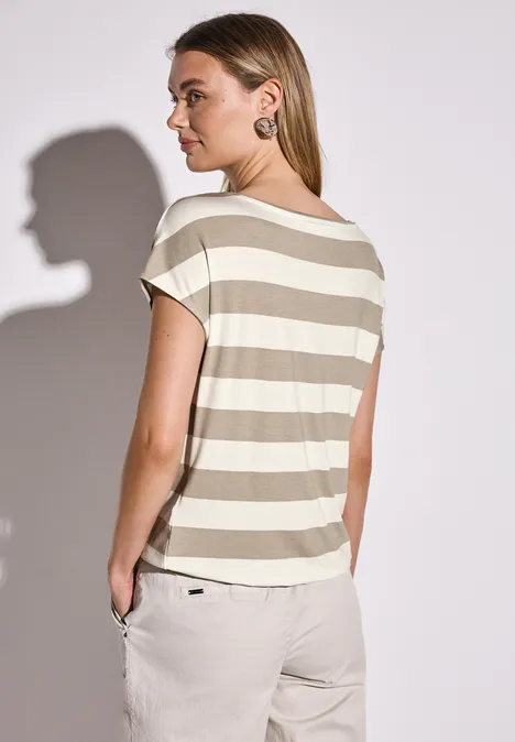 Gestreiftes T-Shirt dark moonstone sand