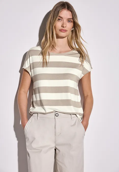 Gestreiftes T-Shirt dark moonstone sand