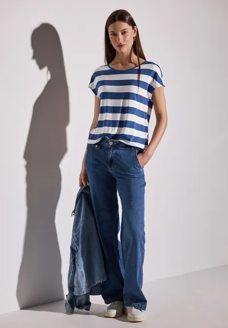 Gestreiftes T-Shirt dodger blue