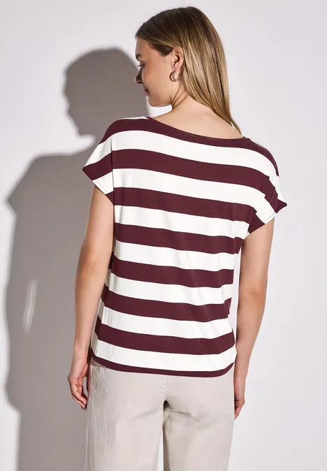 Gestreiftes T-Shirt dark cherry red