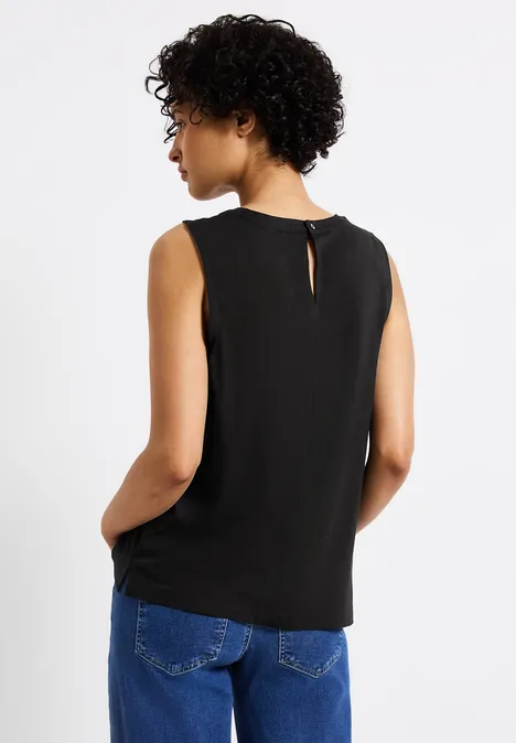 Jersey-Top mit Raffung Black