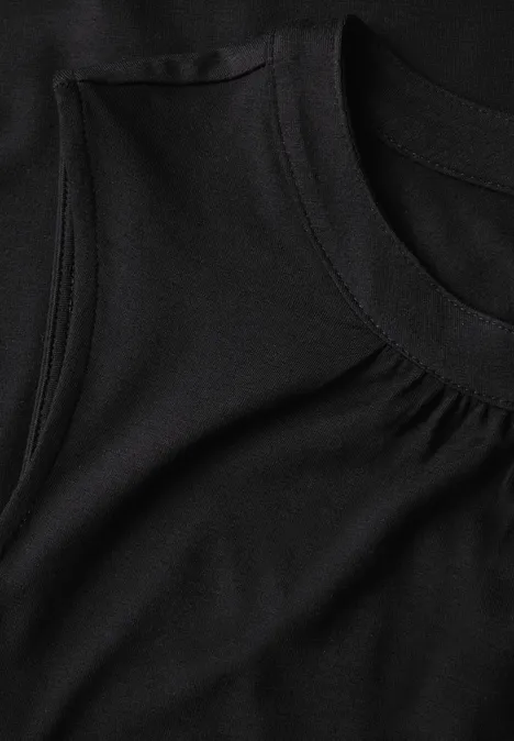 Jersey-Top mit Raffung Black
