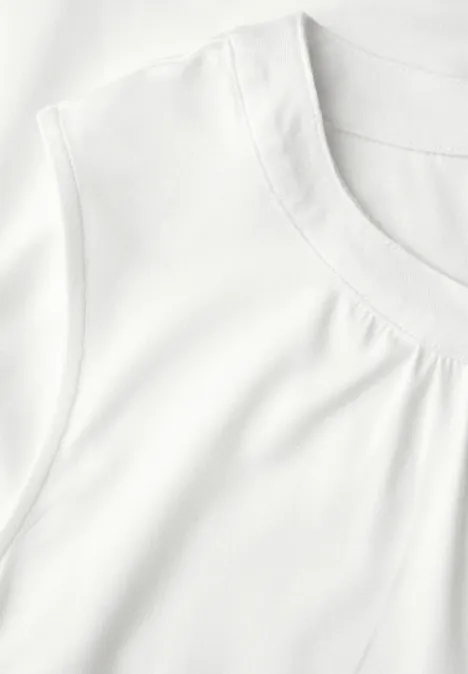 Jersey-Top mit Raffung off white