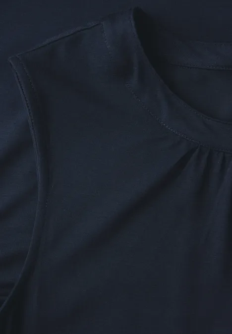 Jersey-Top mit Raffung deep blue