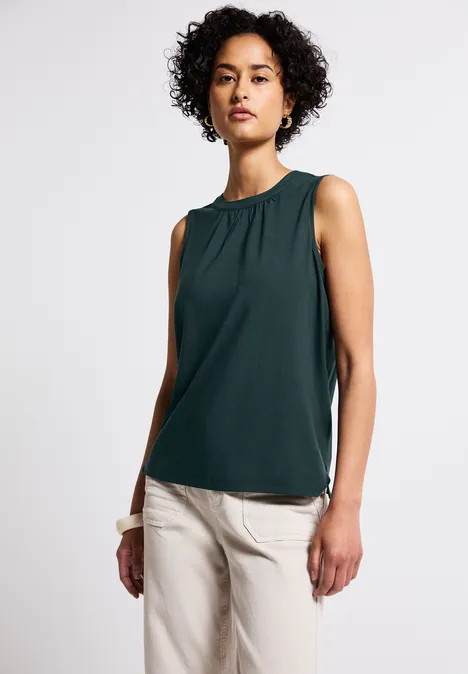 Jersey-Top mit Raffung hunter green