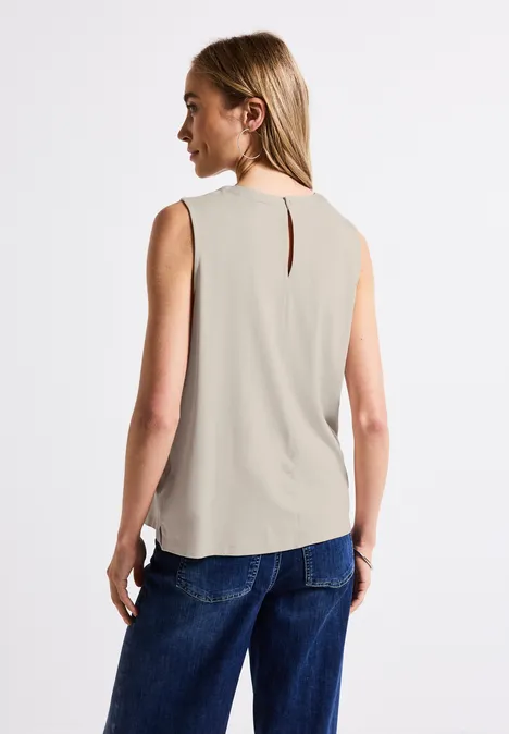 Jersey-Top mit Raffung moonstone sand