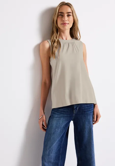 Jersey-Top mit Raffung moonstone sand