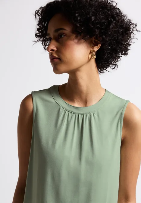 Jersey-Top mit Raffung soft jade green
