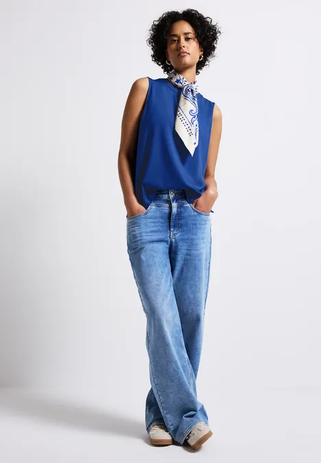 Jersey-Top mit Raffung dodger blue