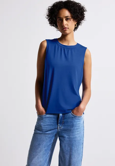 Jersey-Top mit Raffung dodger blue
