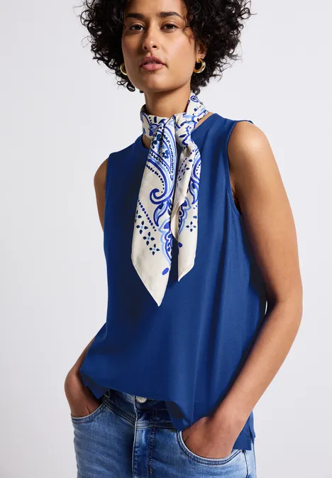 Jersey-Top mit Raffung dodger blue