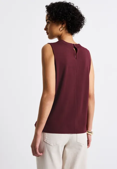 Jersey-Top mit Raffung dark cherry red