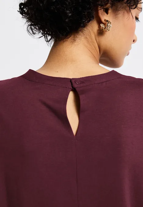 Jersey-Top mit Raffung dark cherry red