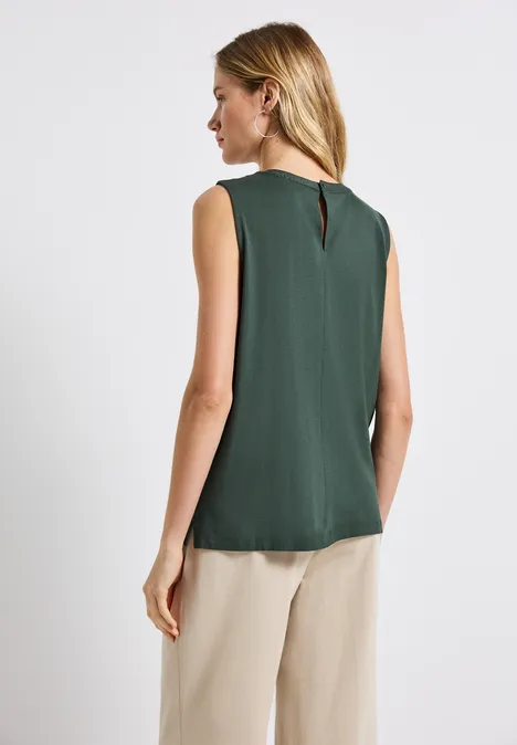 Jersey-Top mit Raffung mid green