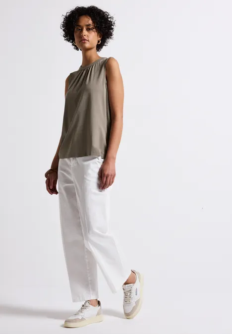 Jersey-Top mit Raffung stone brown
