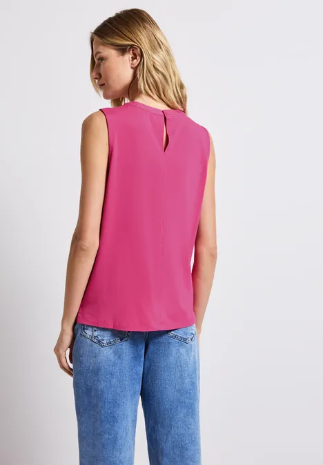 Jersey-Top mit Raffung blazing pink