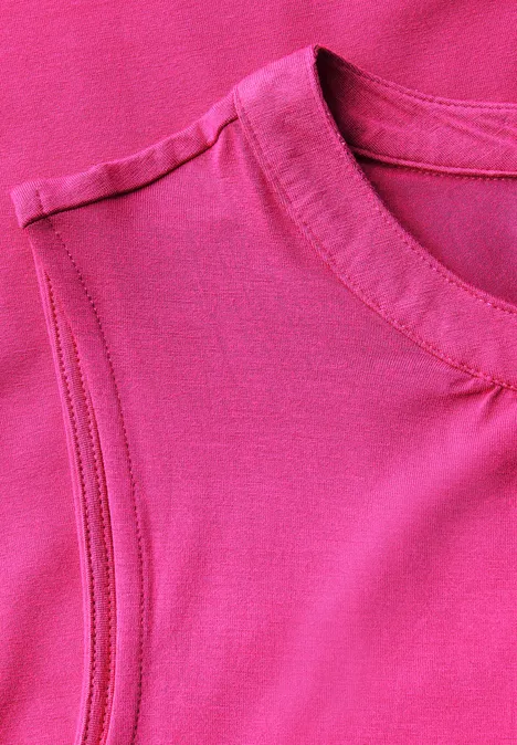 Jersey-Top mit Raffung blazing pink
