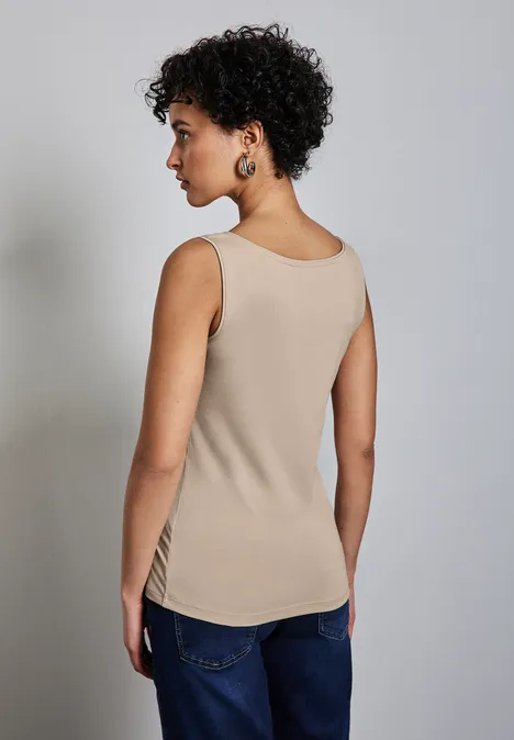Basic Top in Unifarbe cotton beige