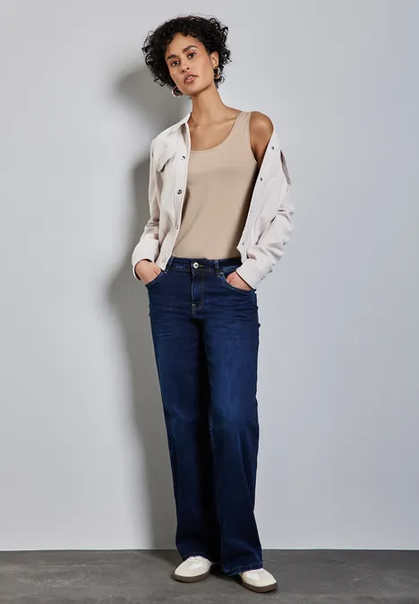 Basic Top in Unifarbe cotton beige