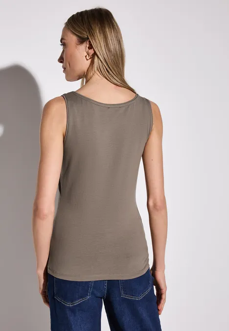 Basic Top in Unifarbe stone brown