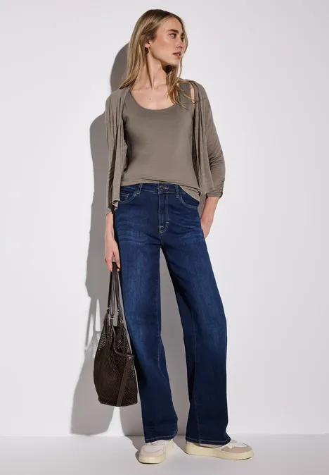 Basic Top in Unifarbe stone brown