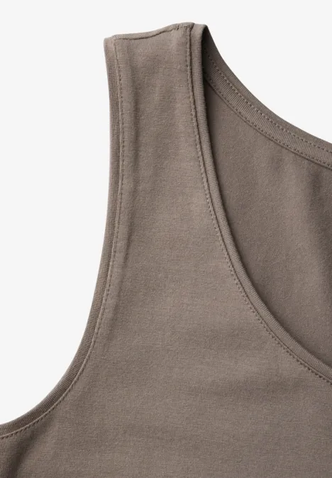 Basic Top in Unifarbe stone brown