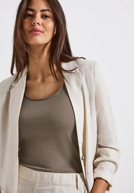 Basic Top in Unifarbe dark tumbled beige
