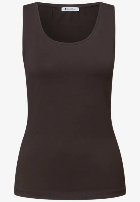Top basique à col rond en couleur unie espresso brown