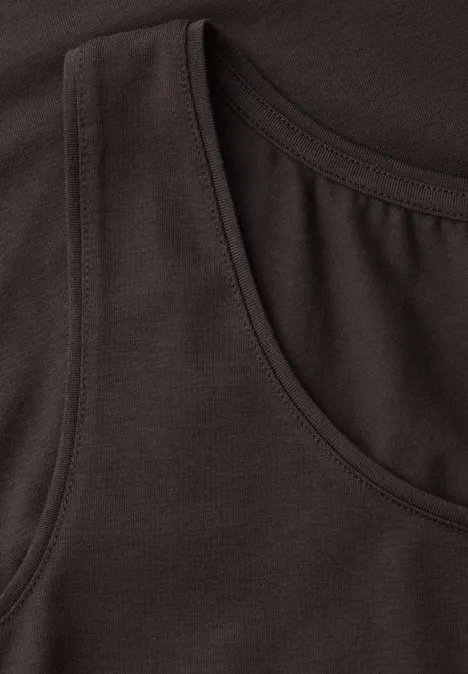 Top basique à col rond en couleur unie espresso brown