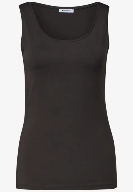 Effen zwart tanktop met ronde hals