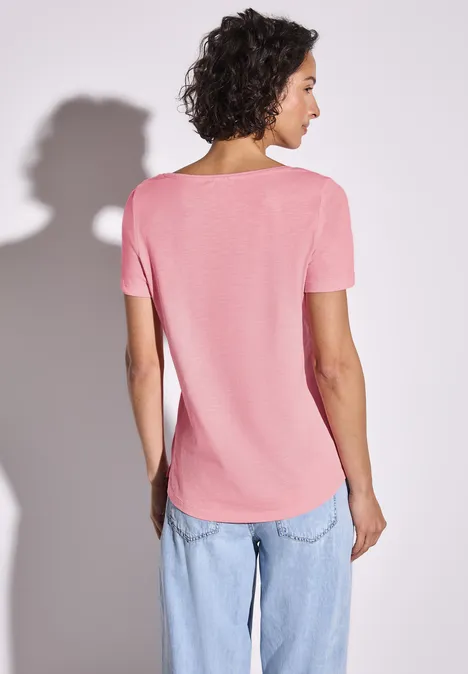 Basic T-Shirt in Unifarbe blush peach