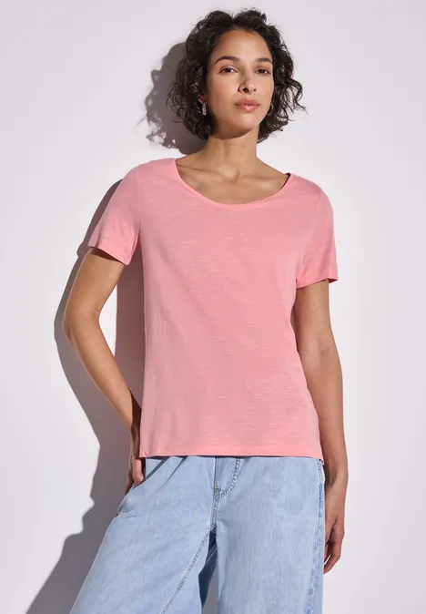 Basic T-Shirt in Unifarbe blush peach