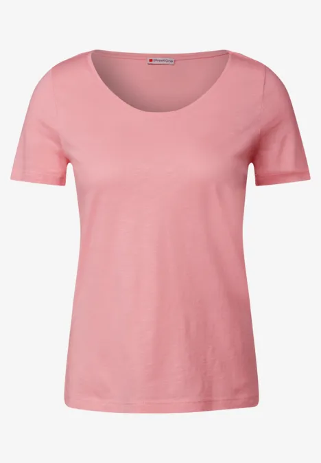Basic T-Shirt in Unifarbe blush peach