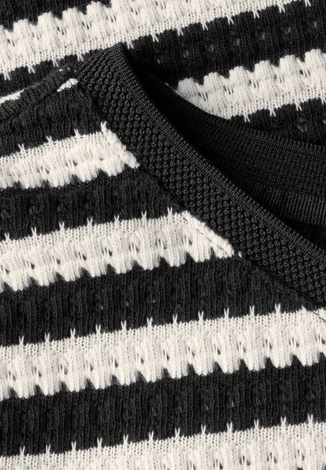 Strick-Look Streifenshirt Black