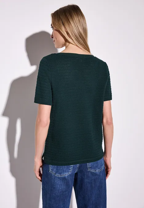 Strick-Look T-Shirt hunter green