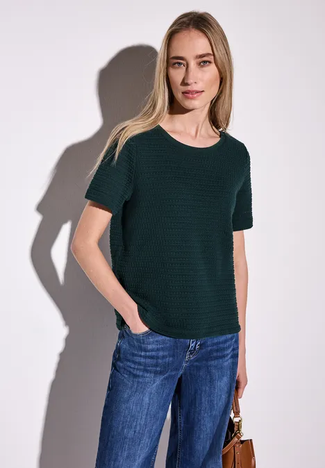 Strick-Look T-Shirt hunter green