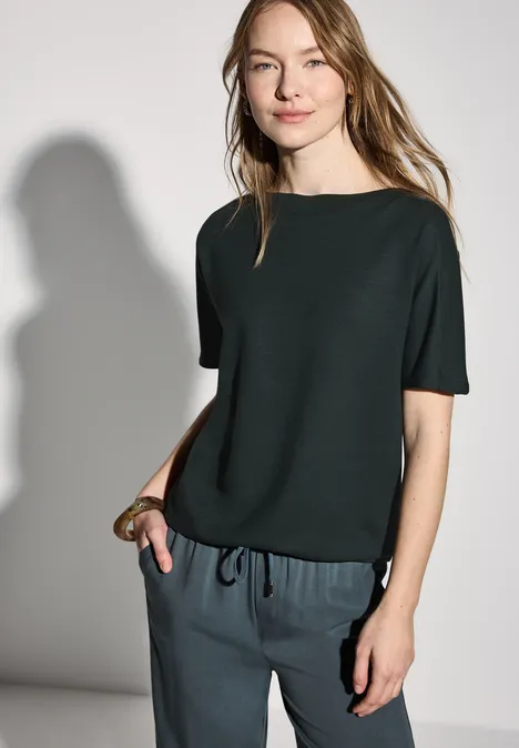 Shirt mit U-Boot-Ausschnitt hunter green