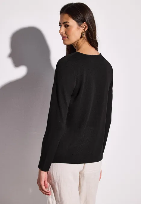 Strick-Look Jacke Black