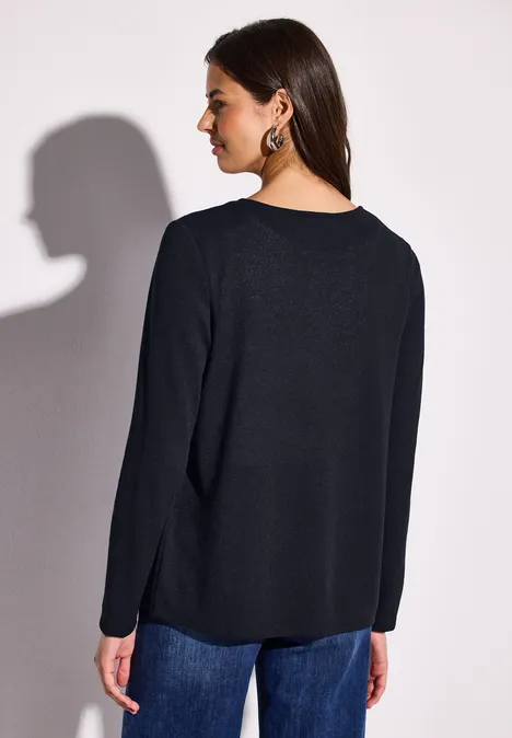 Jas met gebreide look deep blue