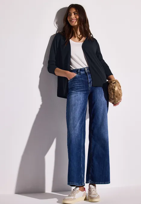 Jas met gebreide look deep blue