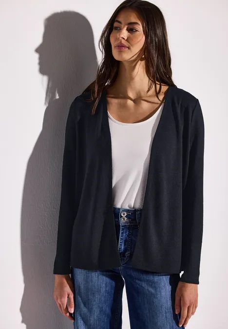 Jas met gebreide look deep blue