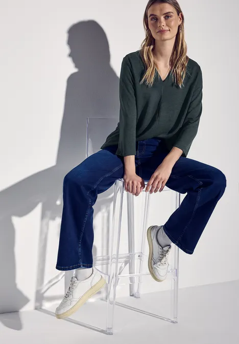 Leinen-Look Shirt hunter green