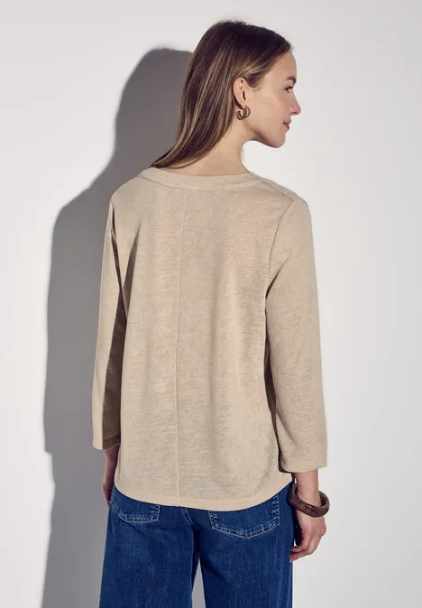 Leinen-Look Shirt sheer beige mel.