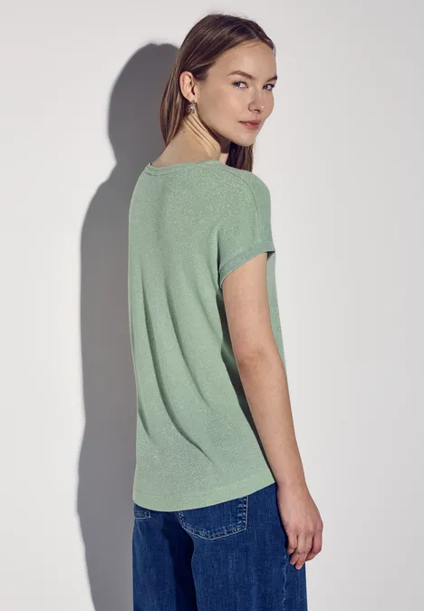 Glitzerndes V-Neck Shirt milky green