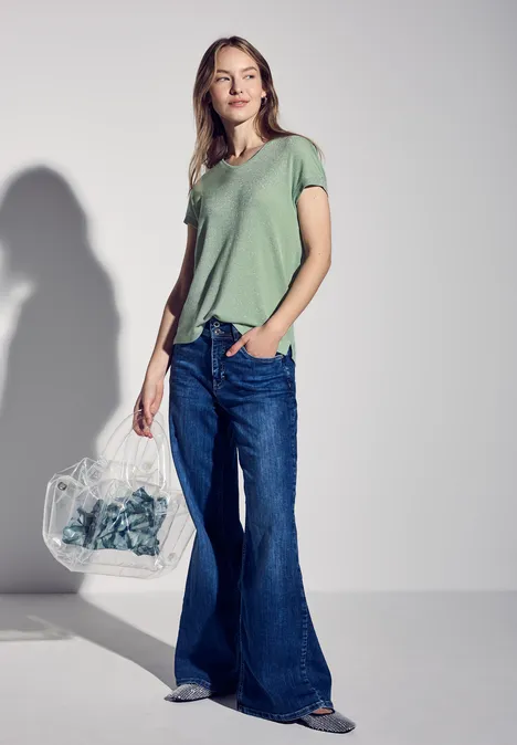 Glitzerndes V-Neck Shirt milky green