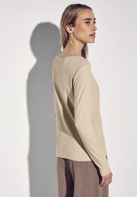 Shirt mit Rippstruktur cotton beige