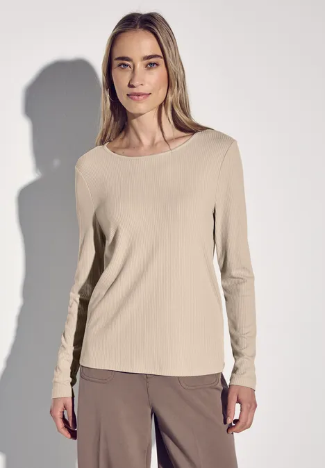 Shirt mit Rippstruktur cotton beige